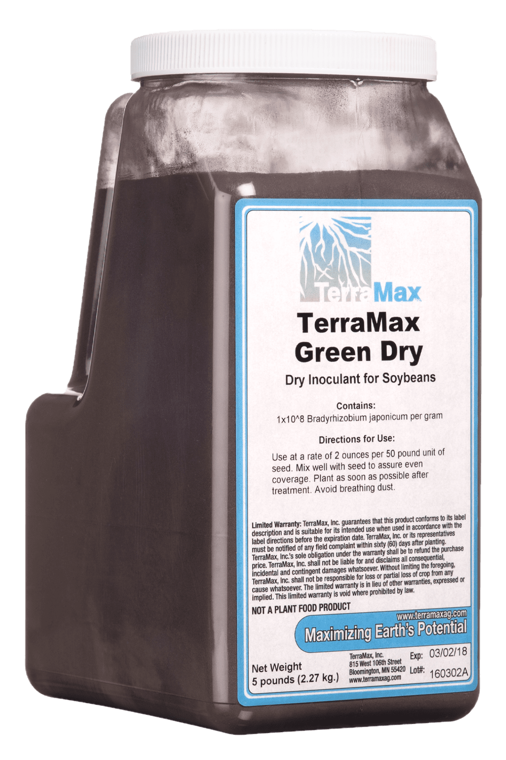 TerraMax Green Dry SI microbial inoculant for Soybeans.
